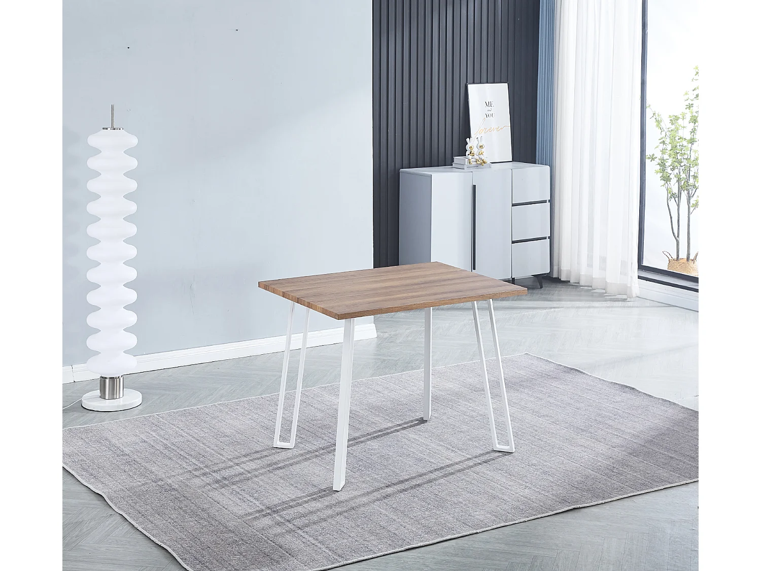 Table de cuisine, table à manger en MDF avec pieds en métal coloris blanc - Longueur 100 x Profondeur 70 x Hauteur 76 cm