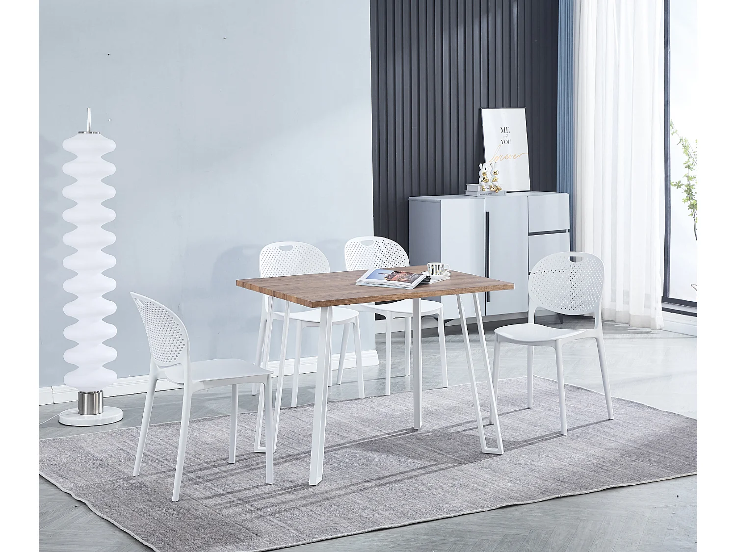 Table de cuisine, table à manger en MDF avec pieds en métal coloris blanc - Longueur 100 x Profondeur 70 x Hauteur 76 cm