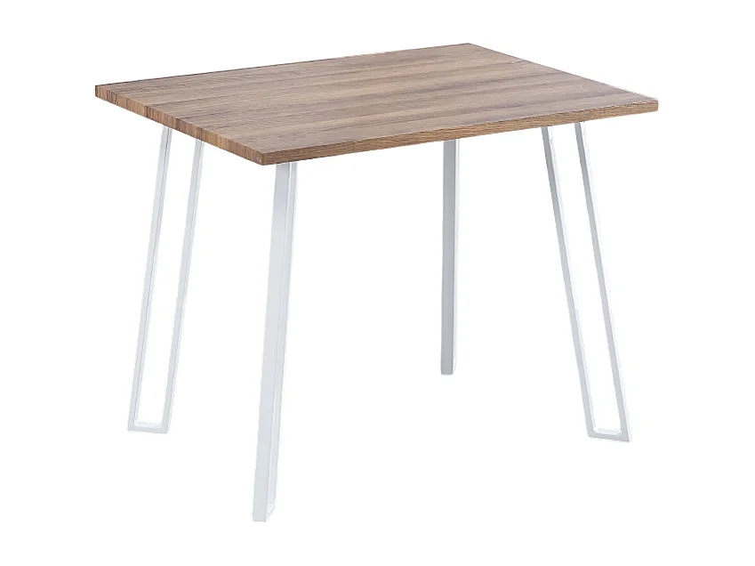 Table de cuisine, table à manger en MDF avec pieds en métal coloris blanc - Longueur 100 x Profondeur 70 x Hauteur 76 cm