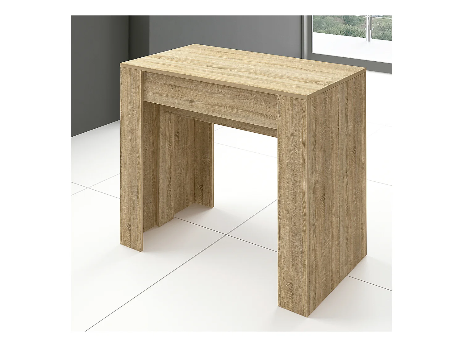 Table de salle à manger extensible rectangulaire coloris chêne cambrian - longueur 90-237 x profondeur 90 x Hauteur 76,60 cm