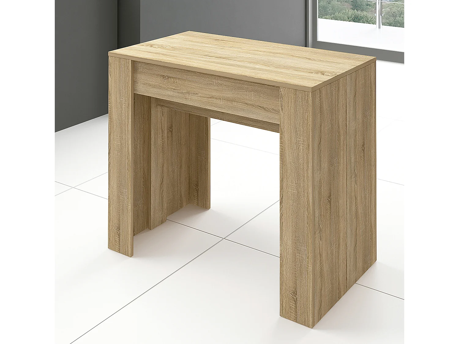 Table de salle à manger extensible rectangulaire coloris chêne cambrian - longueur 90-237 x profondeur 90 x Hauteur 76,60 cm