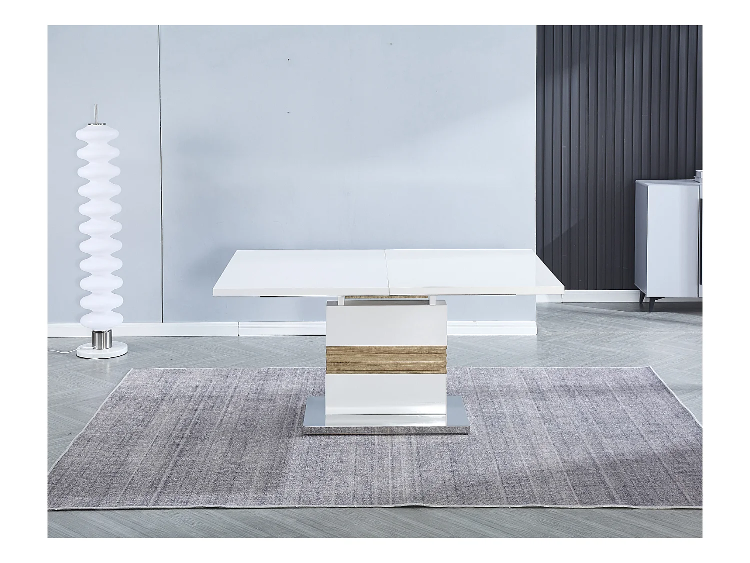 Table de salle à manger extensible coloris blanc, chêne cambrian - longueur 140-180 x profondeur 90 x Hauteur 76 cm