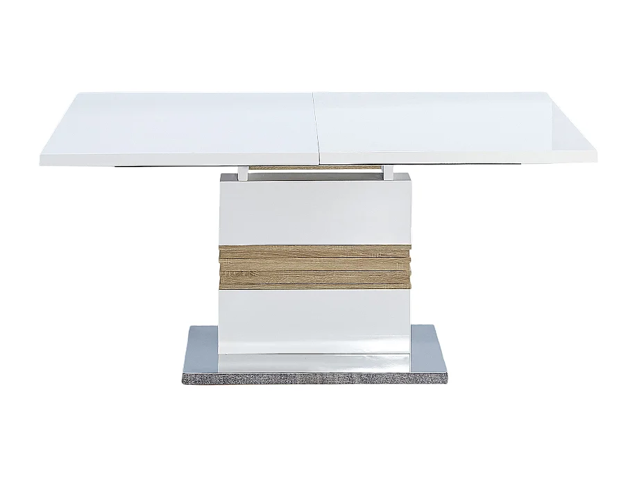 Table de salle à manger extensible coloris blanc, chêne cambrian - longueur 140-180 x profondeur 90 x Hauteur 76 cm
