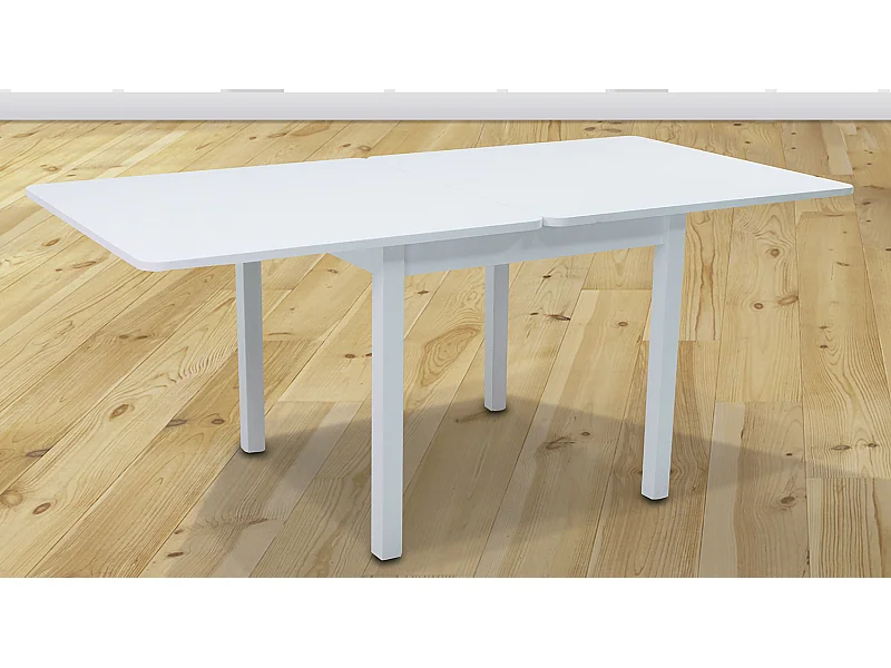 Table de salle à manger extensible rectangulaire coloris blanc - longueur 90-180 x profondeur 90 x Hauteur 76 cm