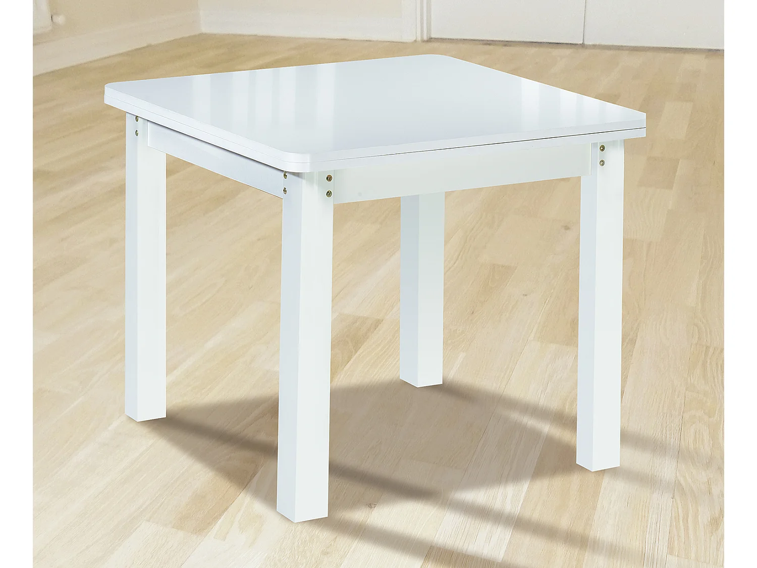 Table de salle à manger extensible rectangulaire coloris blanc - longueur 90-180 x profondeur 90 x Hauteur 76 cm