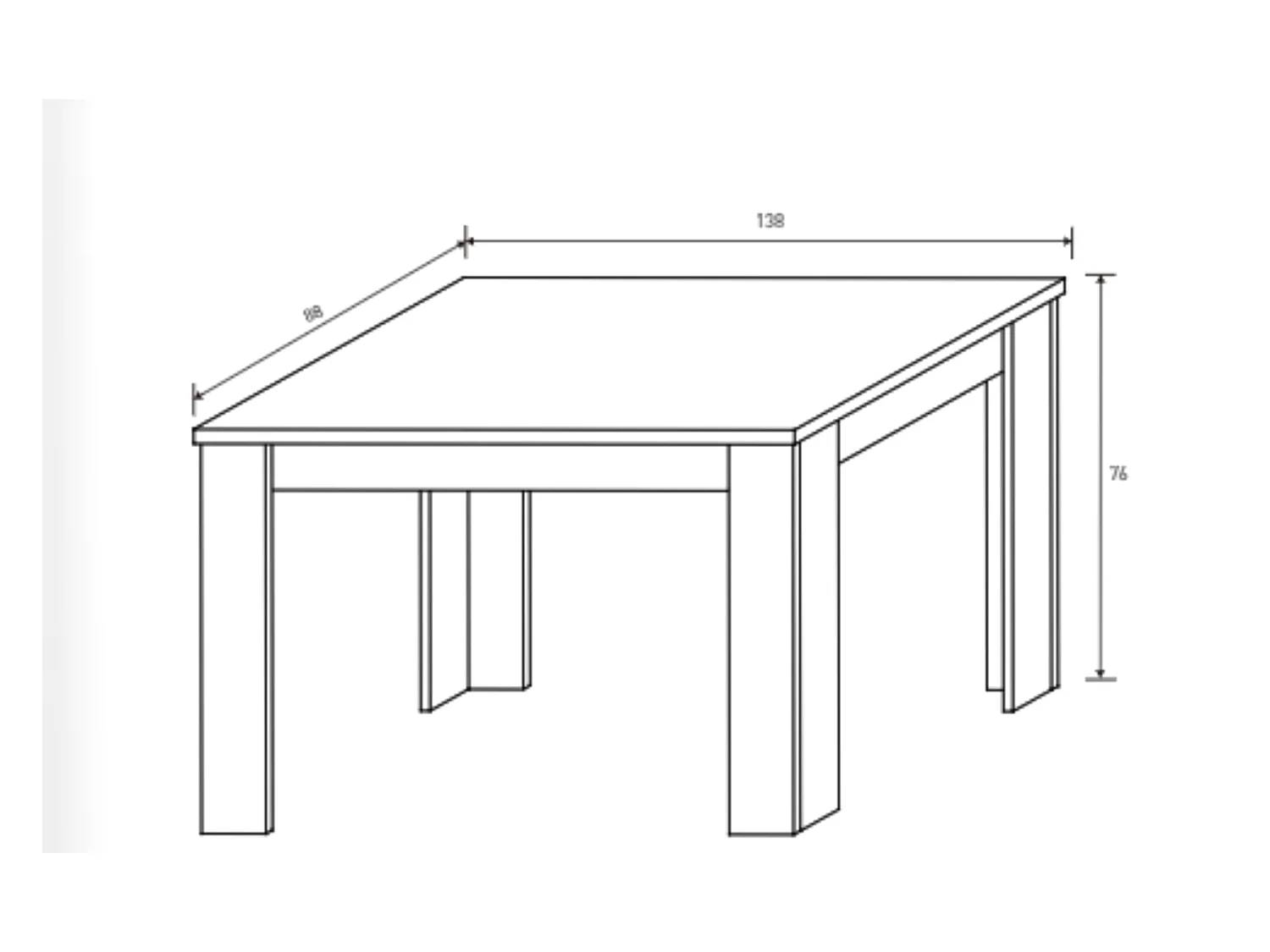 Table salle à manger extensible coloris blanc - Longueur 138-198 x Profondeur 88 x Hauteur 76 cm