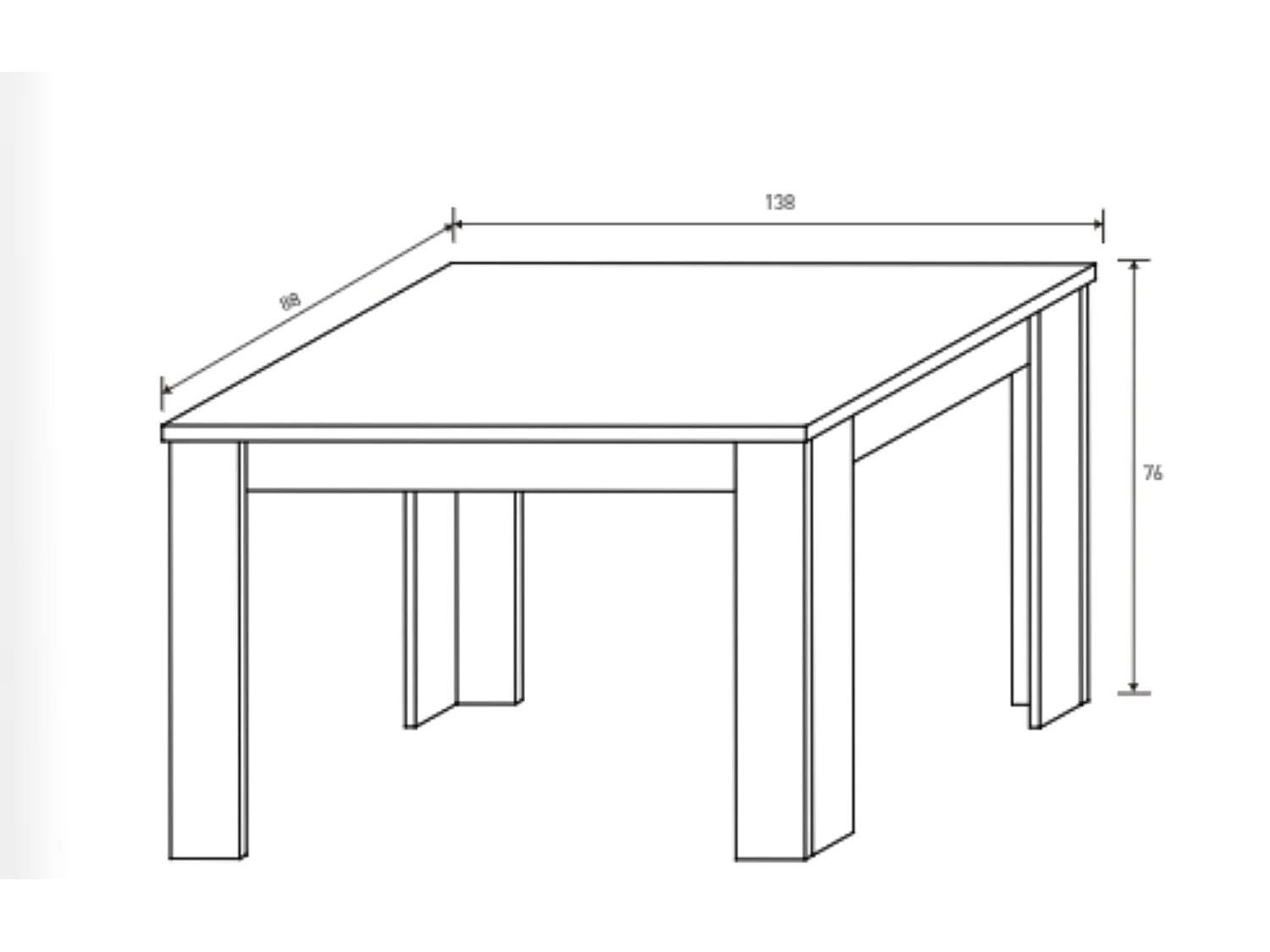 Table salle à manger extensible coloris blanc - Longueur 138-198 x Profondeur 88 x Hauteur 76 cm