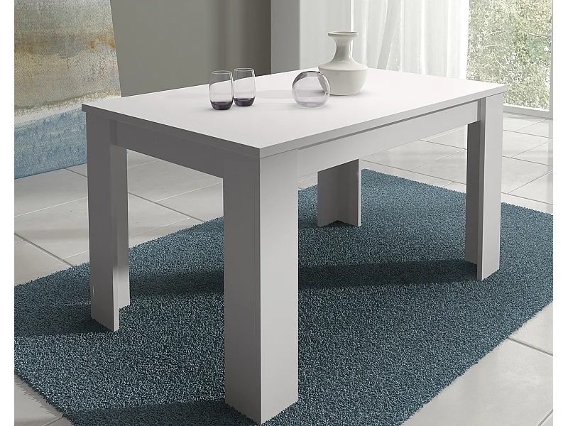 Table salle à manger extensible coloris blanc - Longueur 138-198 x Profondeur 88 x Hauteur 76 cm