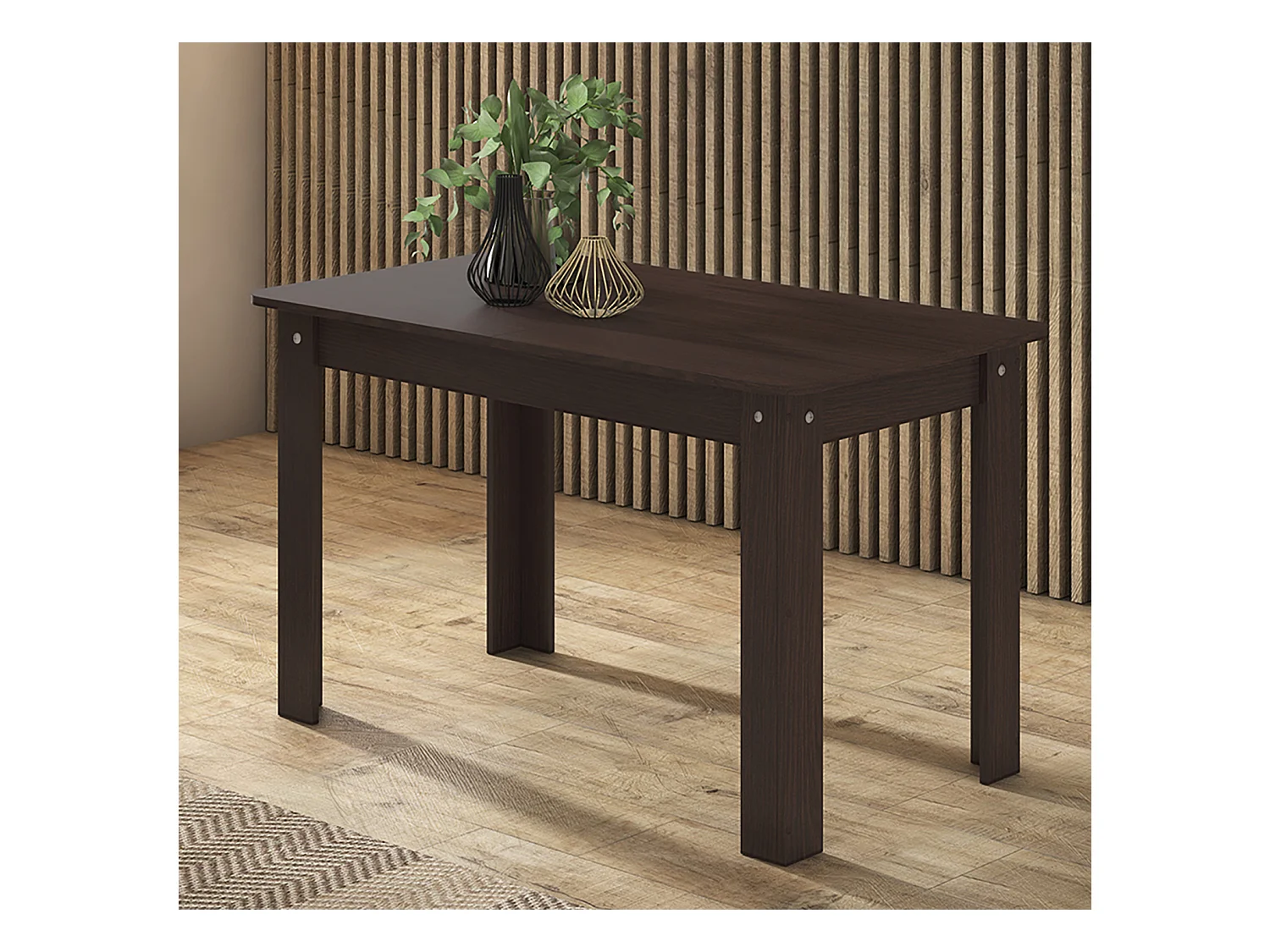 Table de salle à manger extensible rectangulaire coloris wengué - longueur 140-184 x profondeur 80 x Hauteur 73,6 cm