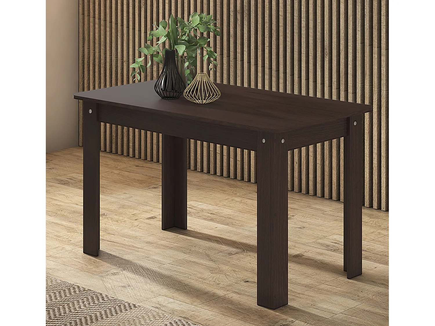 Table de salle à manger extensible rectangulaire coloris wengué - longueur 140-184 x profondeur 80 x Hauteur 73,6 cm