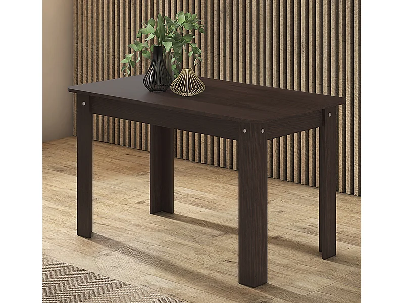 Table de salle à manger extensible rectangulaire coloris wengué - longueur 140-184 x profondeur 80 x Hauteur 73,6 cm