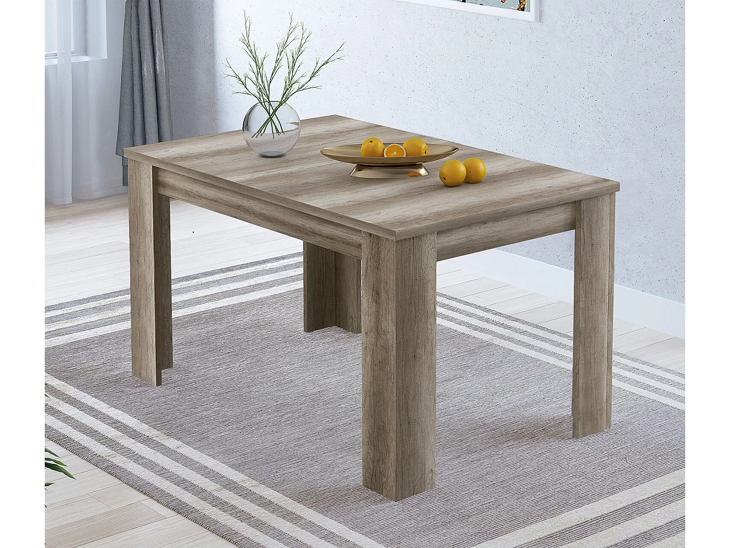 Table de salle à manger extensible coloris Chêne vieilli - Longueur 138 - 156 x Profondeur 88 x Hauteur 76 cm