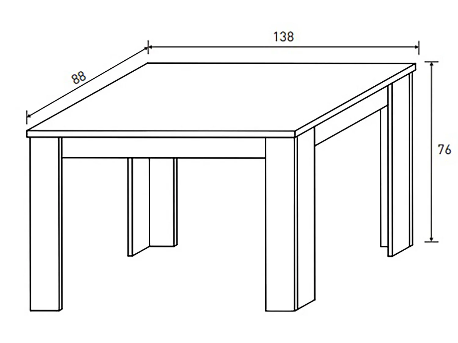 Table de salle à manger extensible coloris Chêne vieilli - Longueur 138 - 156 x Profondeur 88 x Hauteur 76 cm