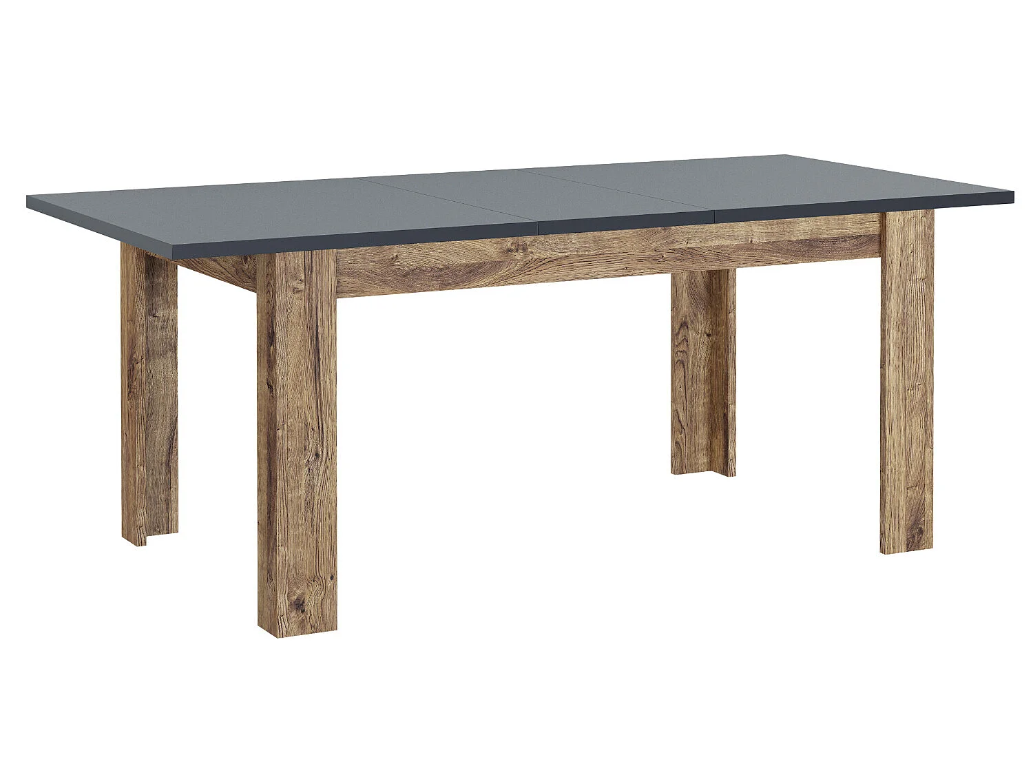 Table à manger, table de salon extensible coloris chêne, graphite - longueur 150-190 x profondeur 90  x Hauteur 76 cm