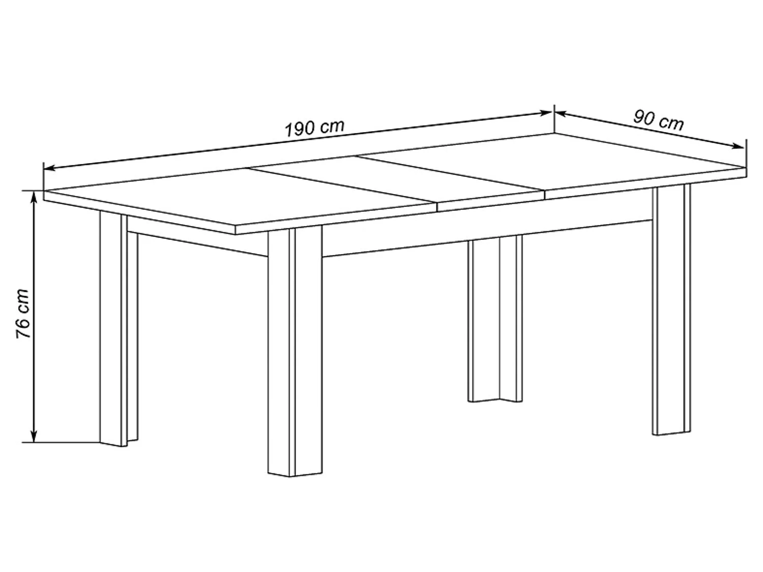 Table à manger, table de salon extensible coloris chêne, graphite - longueur 150-190 x profondeur 90  x Hauteur 76 cm