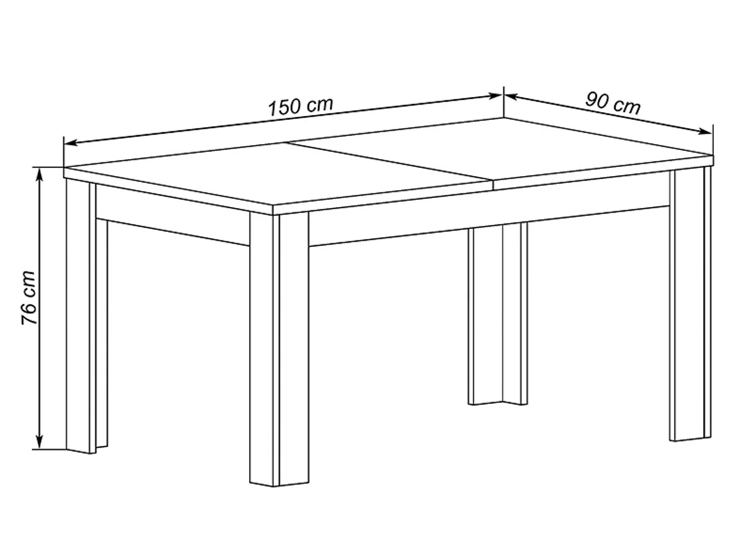 Table à manger, table de salon extensible coloris chêne, graphite - longueur 150-190 x profondeur 90  x Hauteur 76 cm