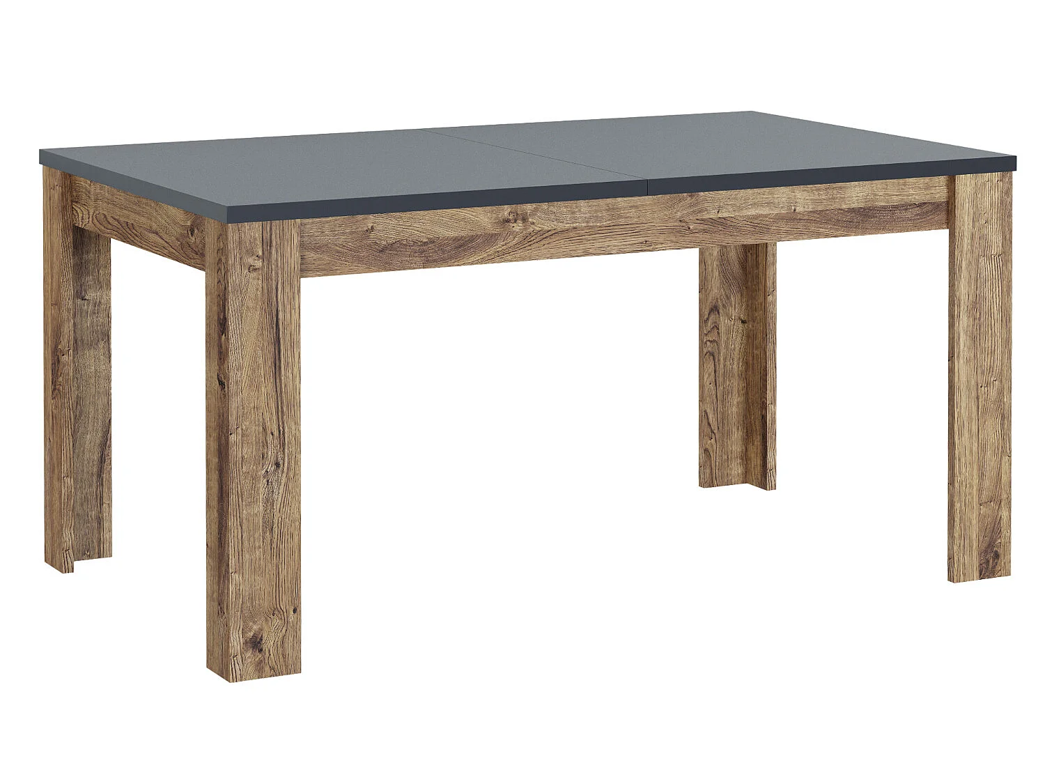 Table à manger, table de salon extensible coloris chêne, graphite - longueur 150-190 x profondeur 90  x Hauteur 76 cm