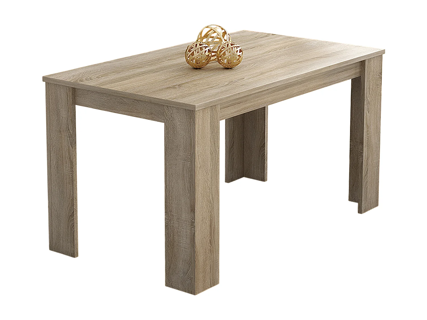 Table à manger, table de salon rectangulaire coloris chêne cambrian - Longueur 138 x Profondeur 80 x Hauteur 75 cm