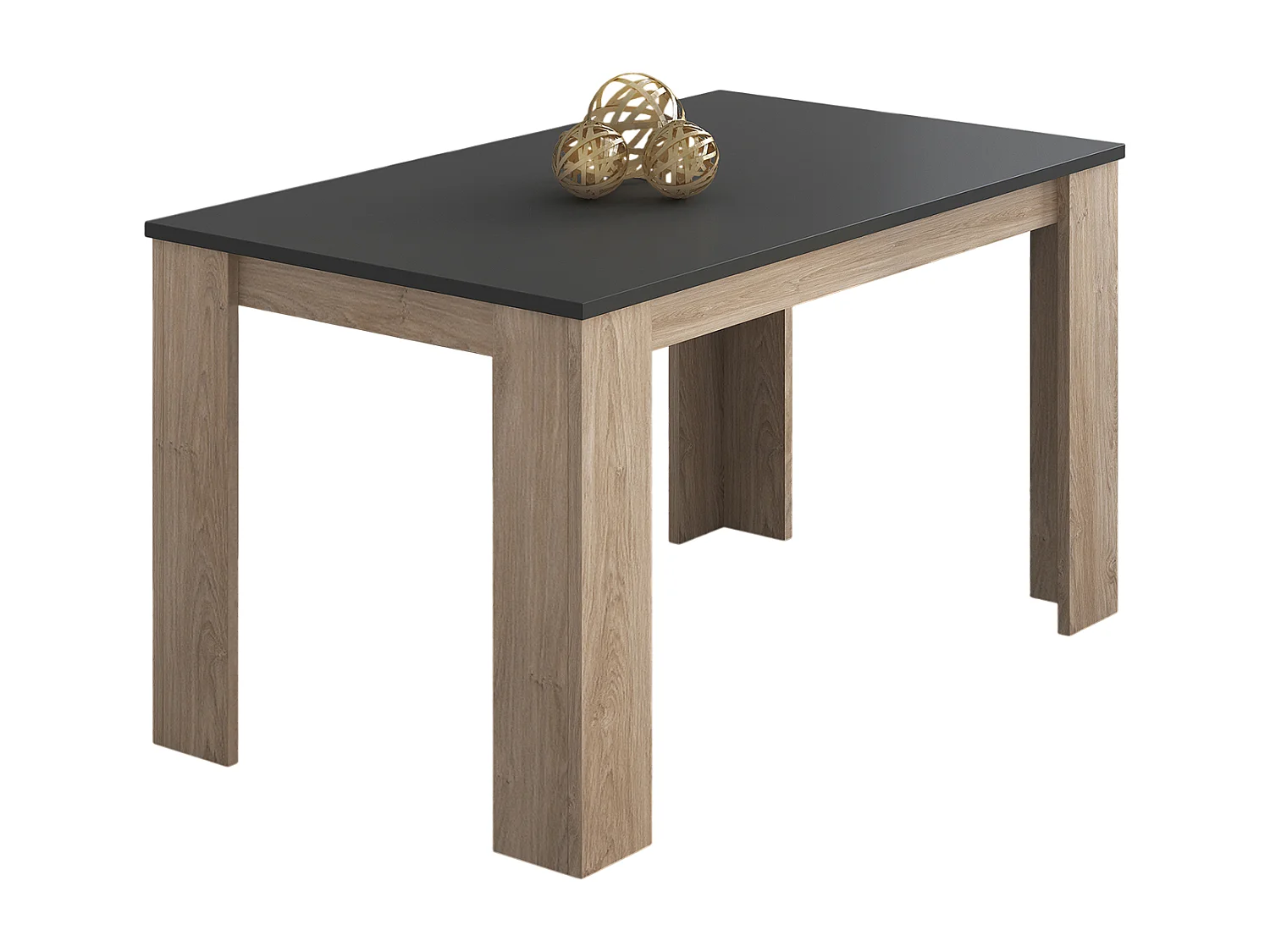 Table à manger, table de salon rectangulaire coloris chêne, graphite - longueur 138 x profondeur 80 x Hauteur 75 cm