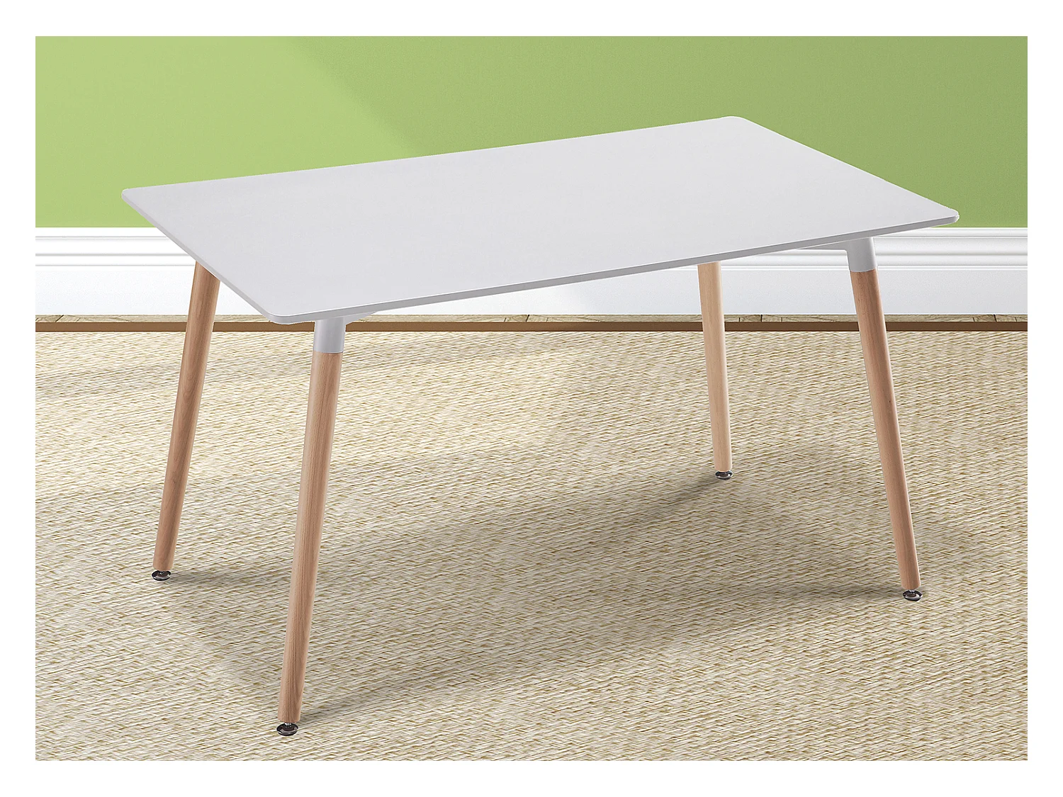 Table à manger, table de salon rectangulaire coloris blanc, naturel - longueur 120 x profondeur 80 x Hauteur 76 cm