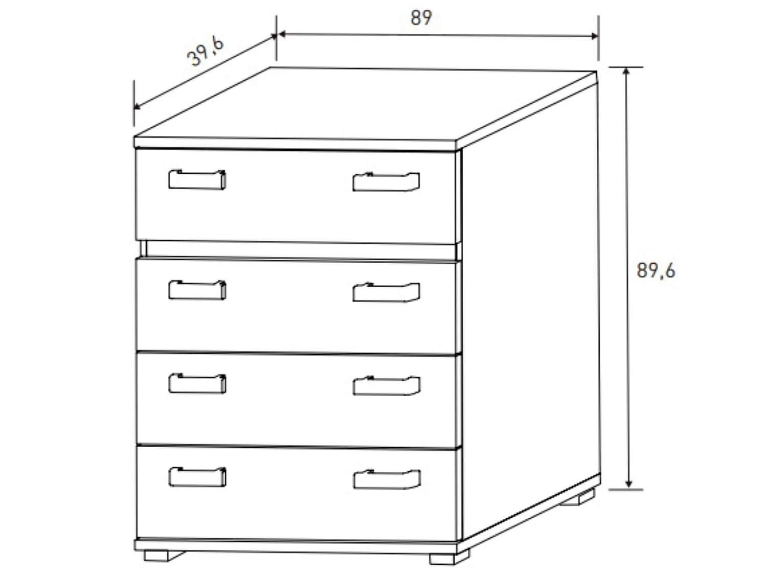 Commode, meuble de rangement coloris chêne cambrian/effet textile - Longueur 89 x Profondeur 39,6 x Hauteur 89,6 cm