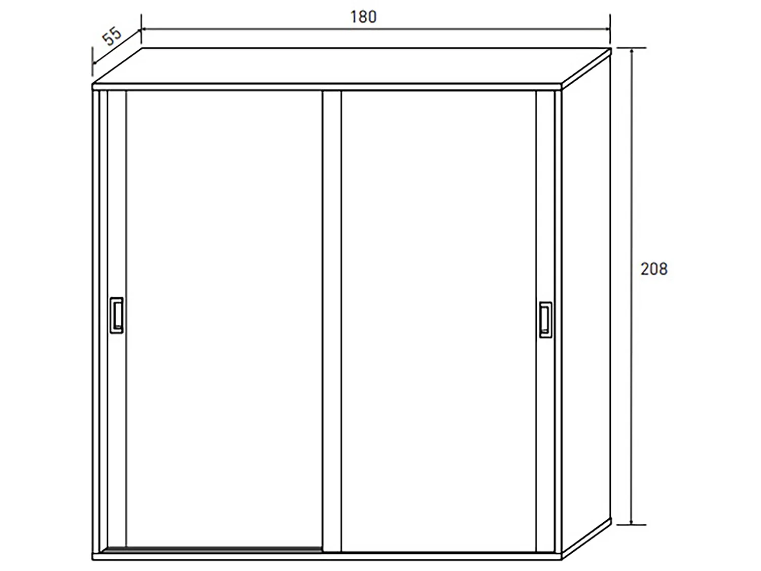 Armoire, placard garde-robe 2 portes coloris chêne cambrian, blanc - Longueur 180 x Profondeur 55 x Hauteur 208 cm