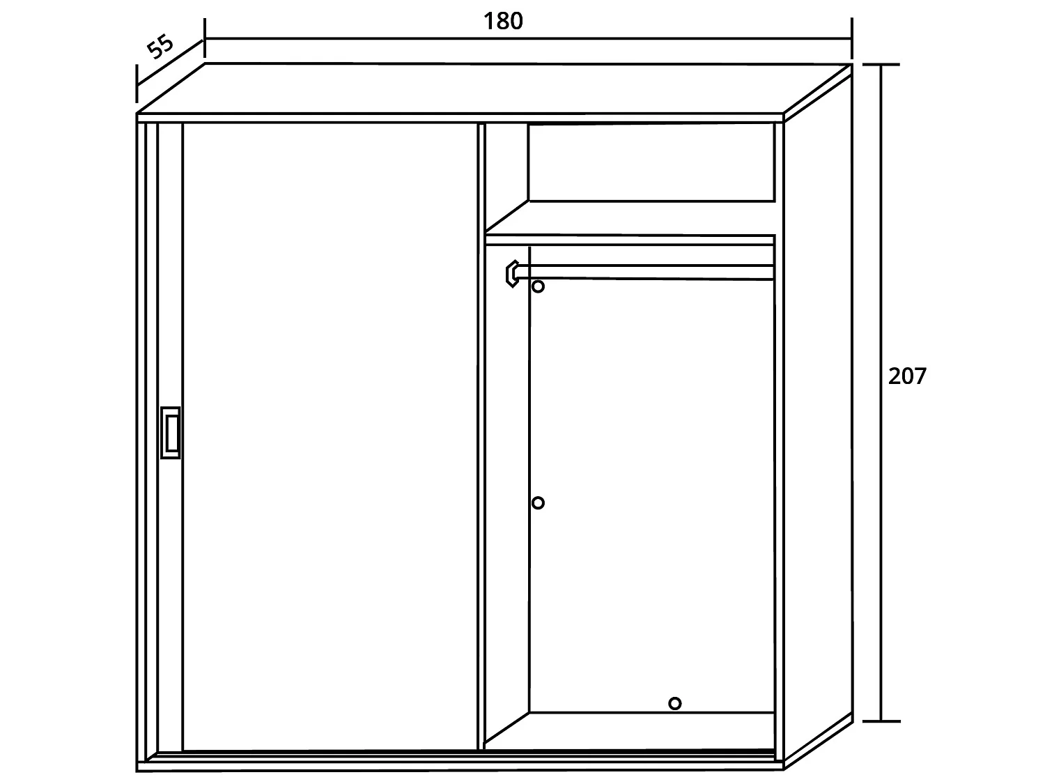 Armoire, placard garde-robe 2 portes coloris chêne/graphite - Longueur 108 x Profondeur 55 x Hauteur 207 cm