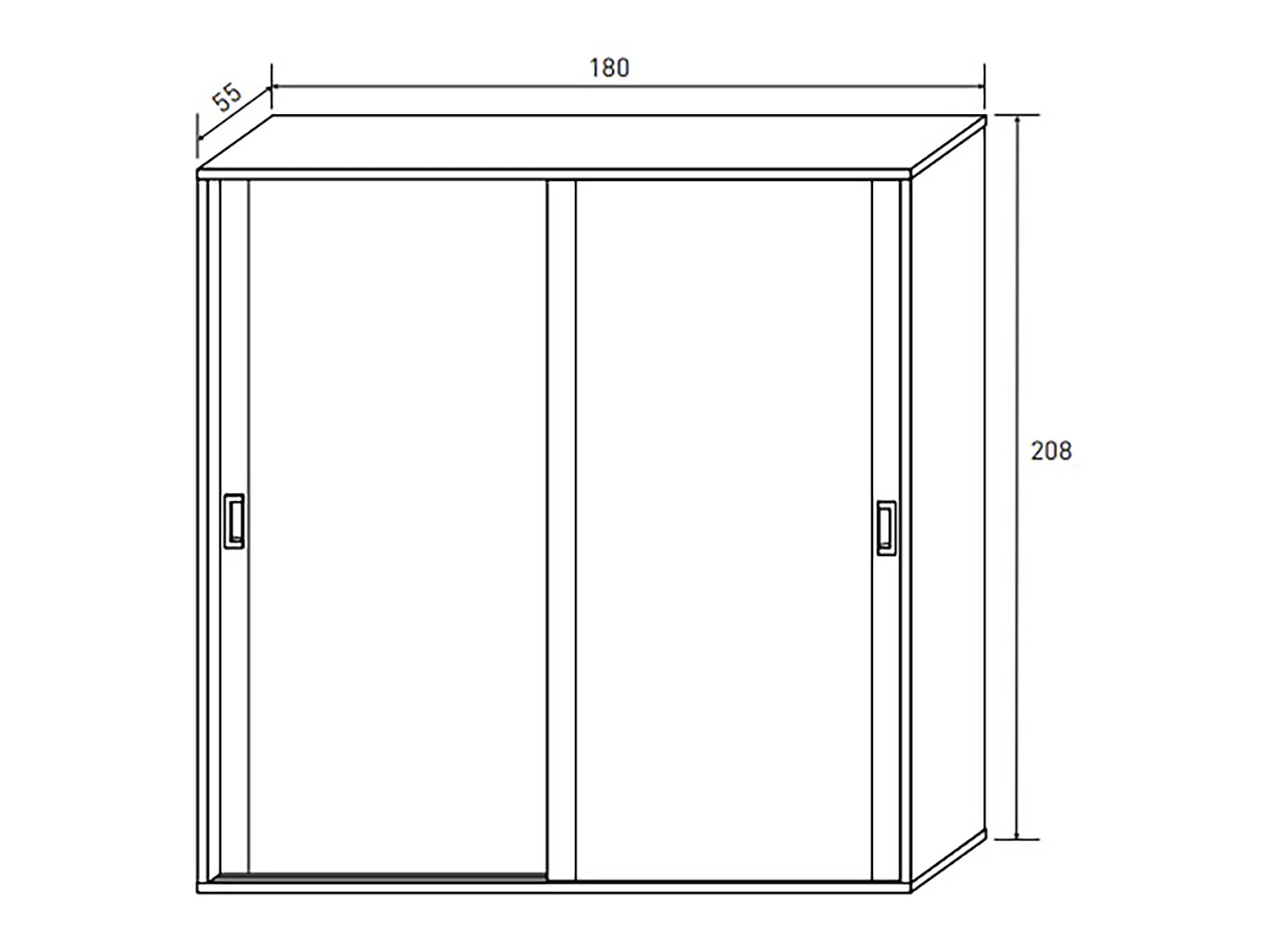 Armoire, placard garde-robe 2 portes coloris chêne cambrian, graphite - Longueur 180 x Profondeur 55 x Hauteur 208 cm