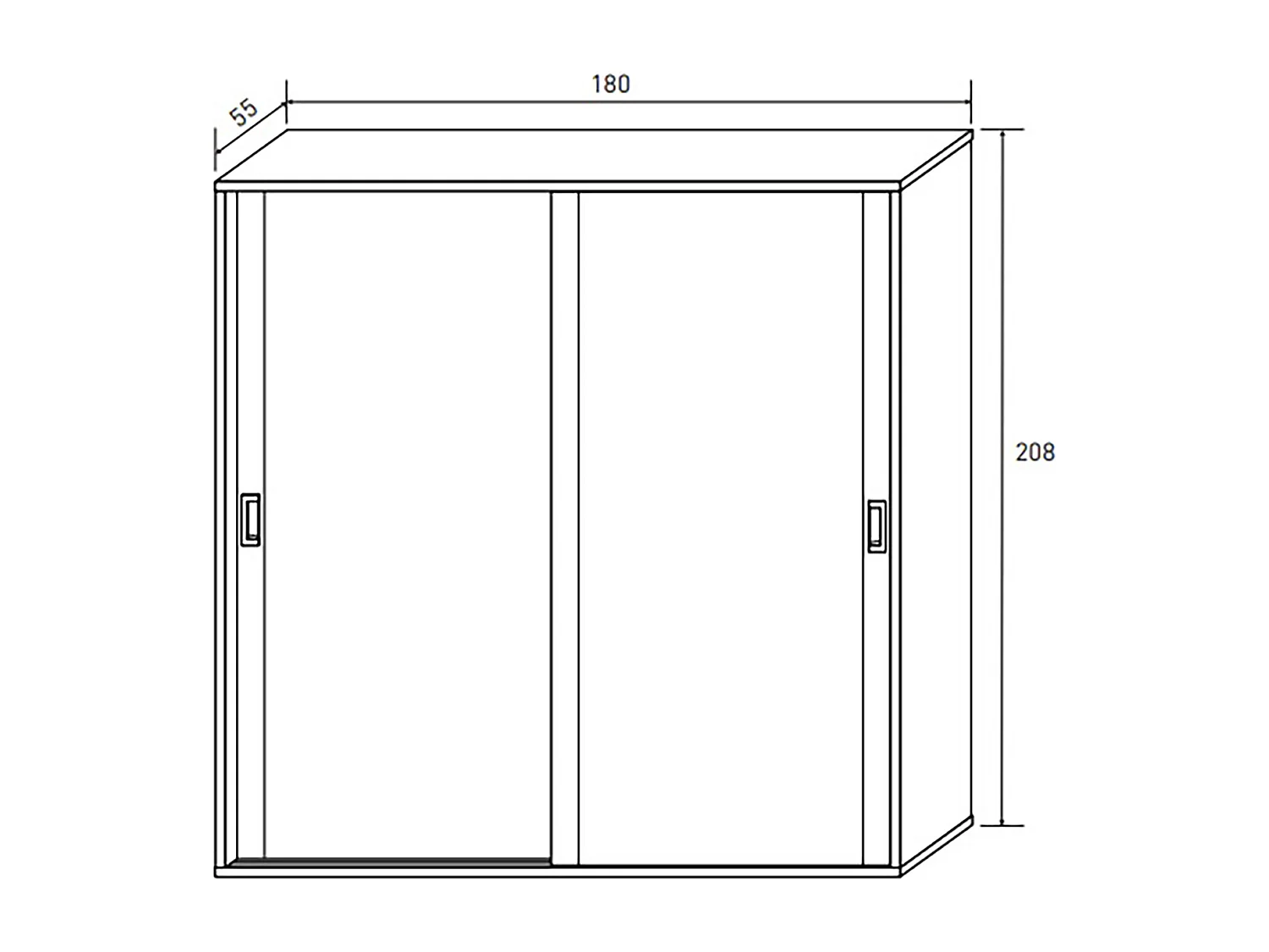 Armoire, placard garde-robe 2 portes coloris chêne cambrian, graphite - Longueur 180 x Profondeur 55 x Hauteur 208 cm