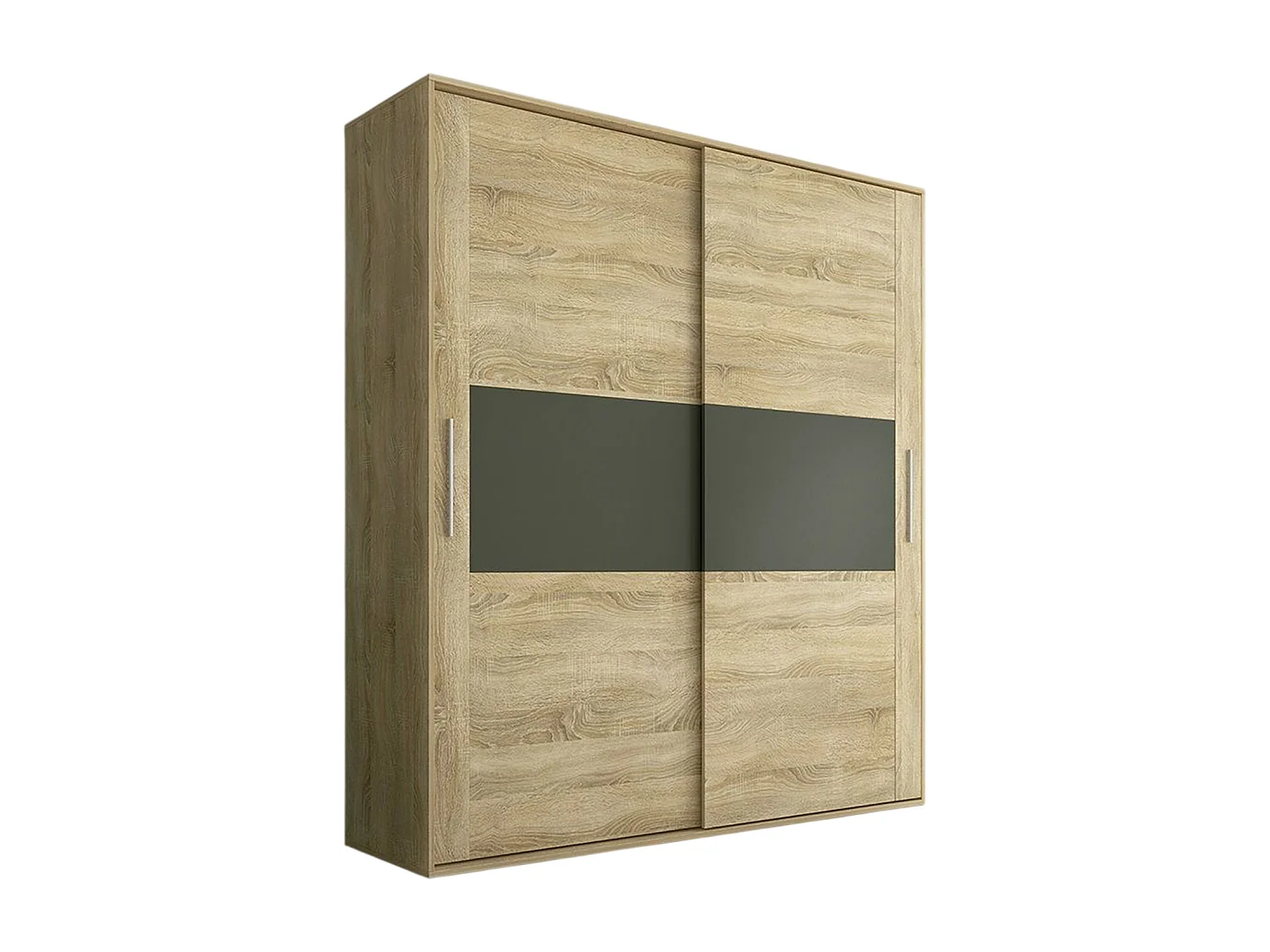Armoire, placard garde-robe 2 portes coloris chêne cambrian, graphite - Longueur 180 x Profondeur 55 x Hauteur 207,60 cm