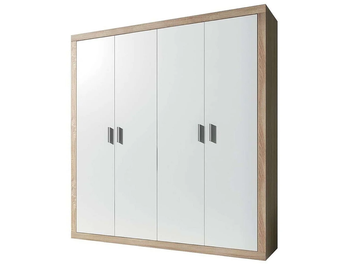 Armoire, meuble de rangement coloris chêne cambrian, blanc - Longueur 196 x Profondeur 50,2 x Hauteur 208 cm