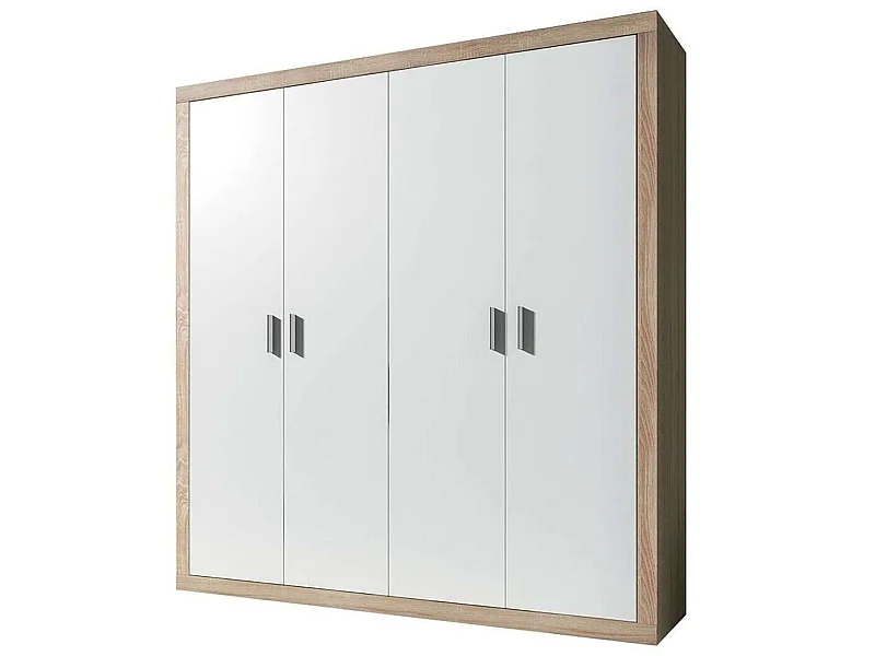 Armoire, meuble de rangement coloris chêne cambrian, blanc - Longueur 196 x Profondeur 50,2 x Hauteur 208 cm