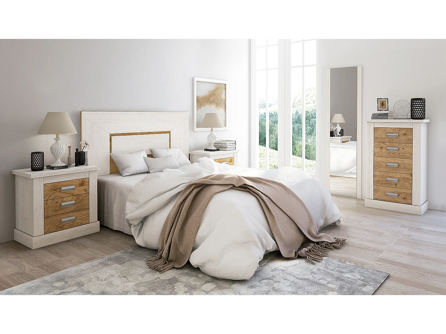 Chiffonnier avec 5 tiroirs coloris Chêne, pin andersen - Longueur 66 x Profondeur 39,6 x Hauteur 107 cm