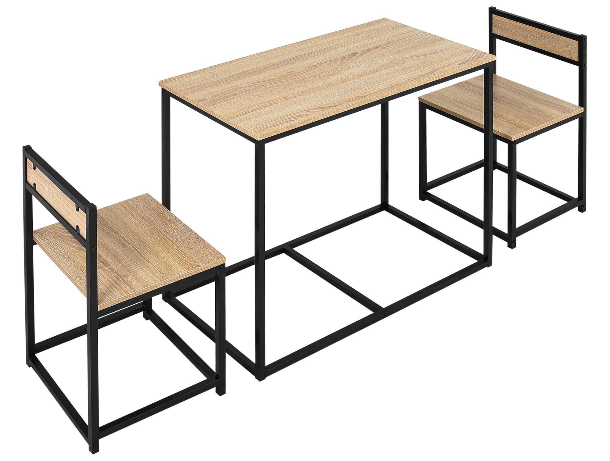 HOMCOM Ensemble Table 2 Chaises Style Industriel Set De 1 Table 2 Chaises Encastrables