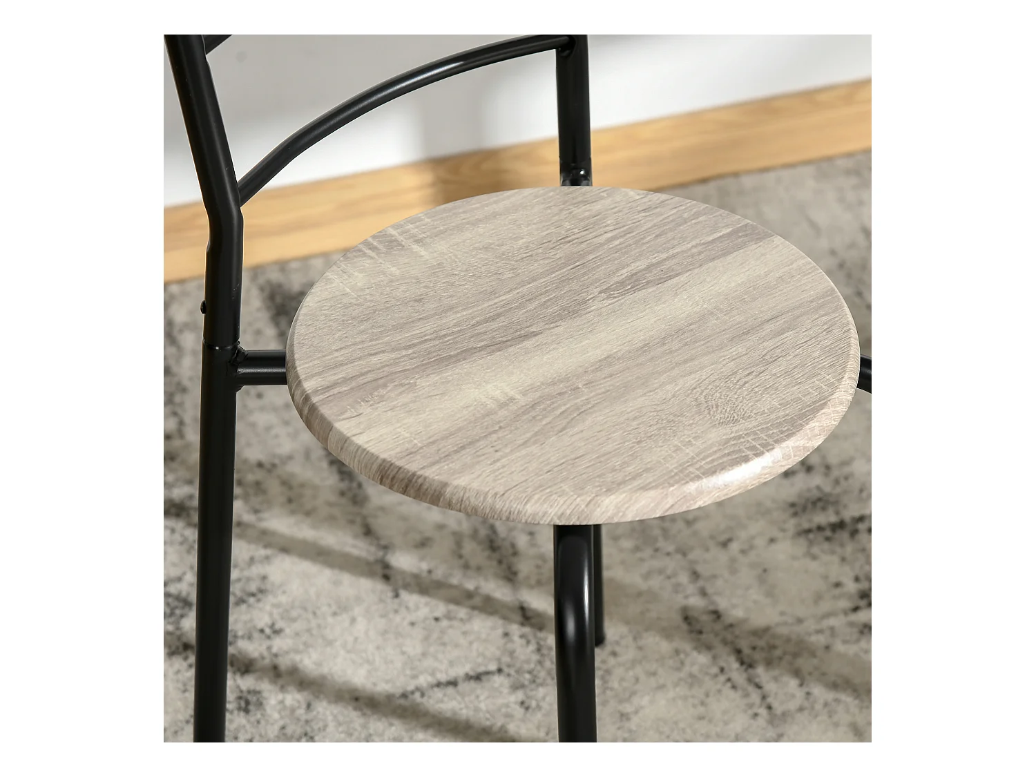 Ensemble table à manger 3 pièces avec 2 chaises style industriel - table extensible - acier MDF aspect chêne clair