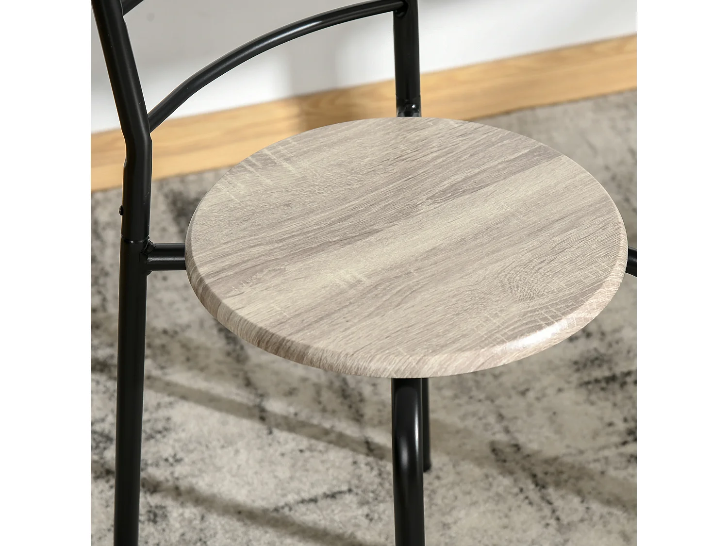 Ensemble table à manger 3 pièces avec 2 chaises style industriel - table extensible - acier MDF aspect chêne clair