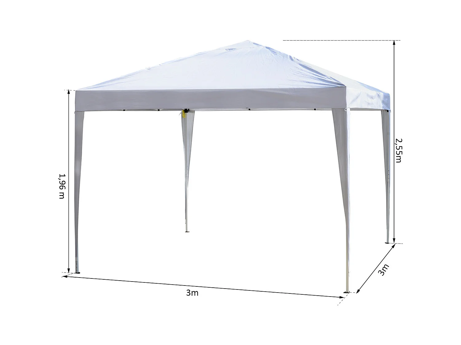 Tonnelle barnum de jardin pliant anti-UV + sac de transport acier Oxford 3 x 3 x 2,55 m blanc