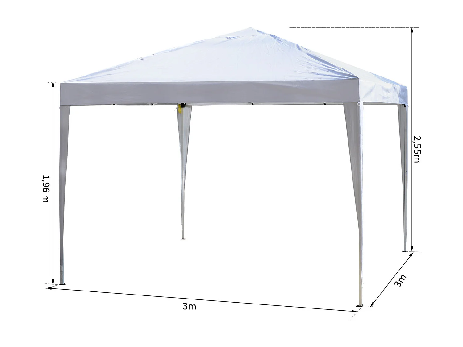 Tonnelle barnum de jardin pliant anti-UV + sac de transport acier Oxford 3 x 3 x 2,55 m blanc