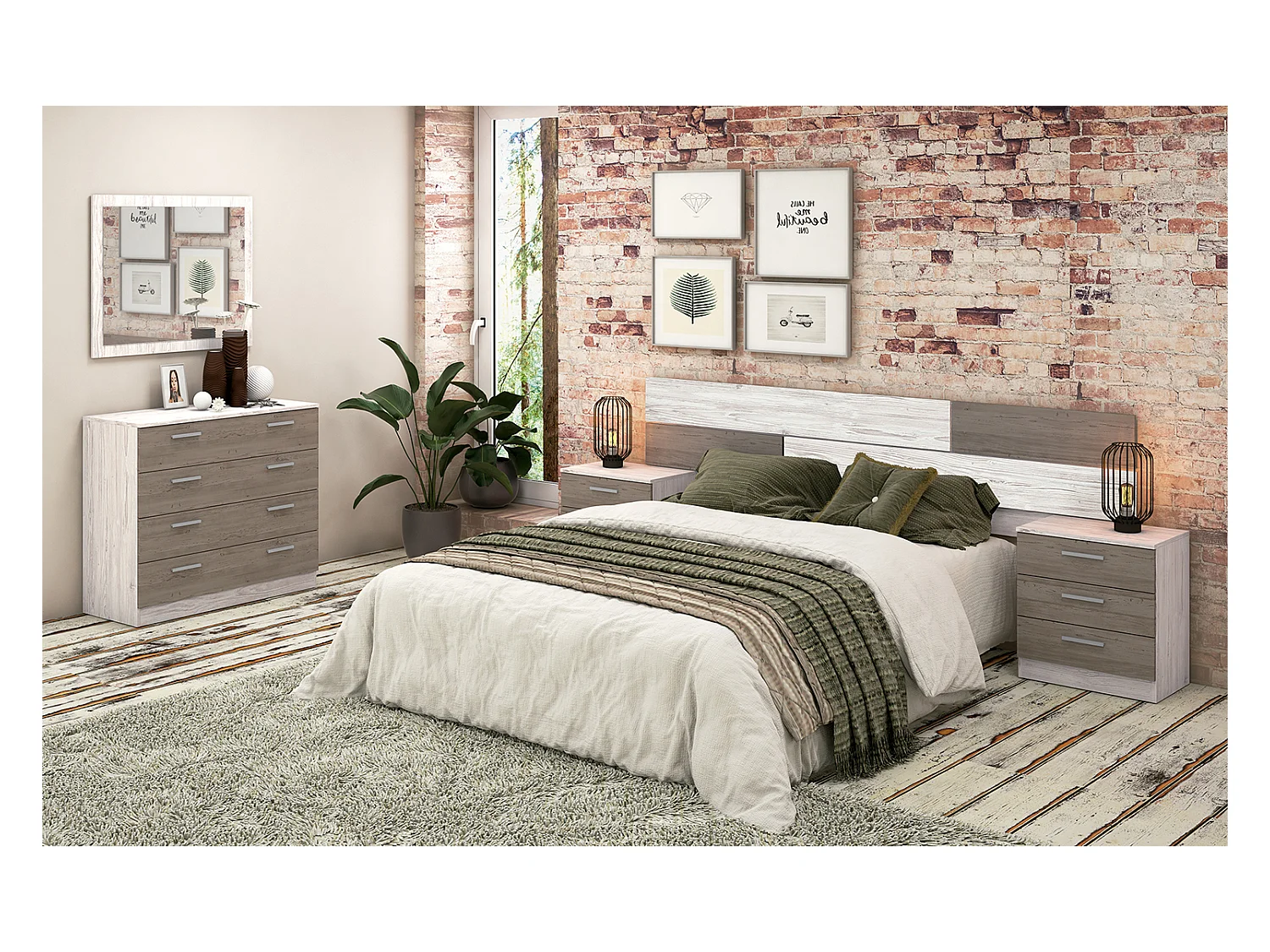 Commode avec 4 tiroirs coloris pin andersen, pin gris - Longueur 100 x profondeur 40 x hauteur 84 cm