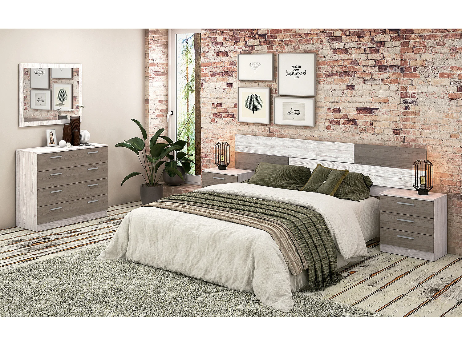 Commode avec 4 tiroirs coloris pin andersen, pin gris - Longueur 100 x profondeur 40 x hauteur 84 cm