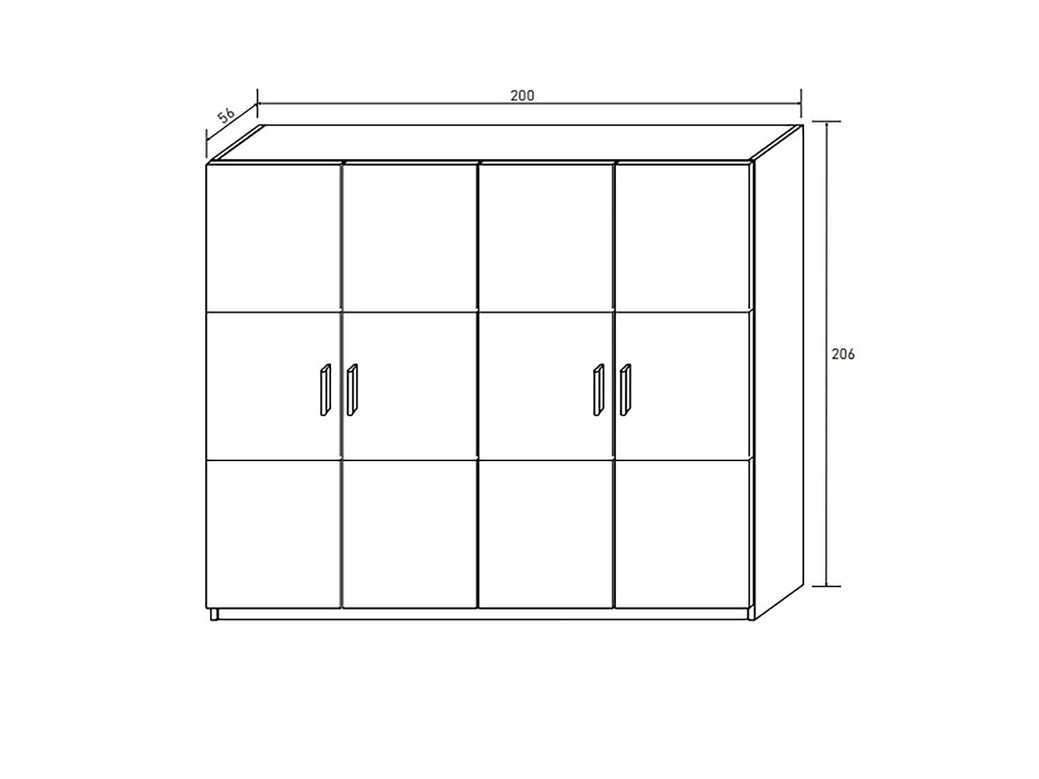 Armoire, meuble de rangement coloris pin andersen, pin gris - Longueur 200 x Profondeur 56 x Hauteur 206 cm
