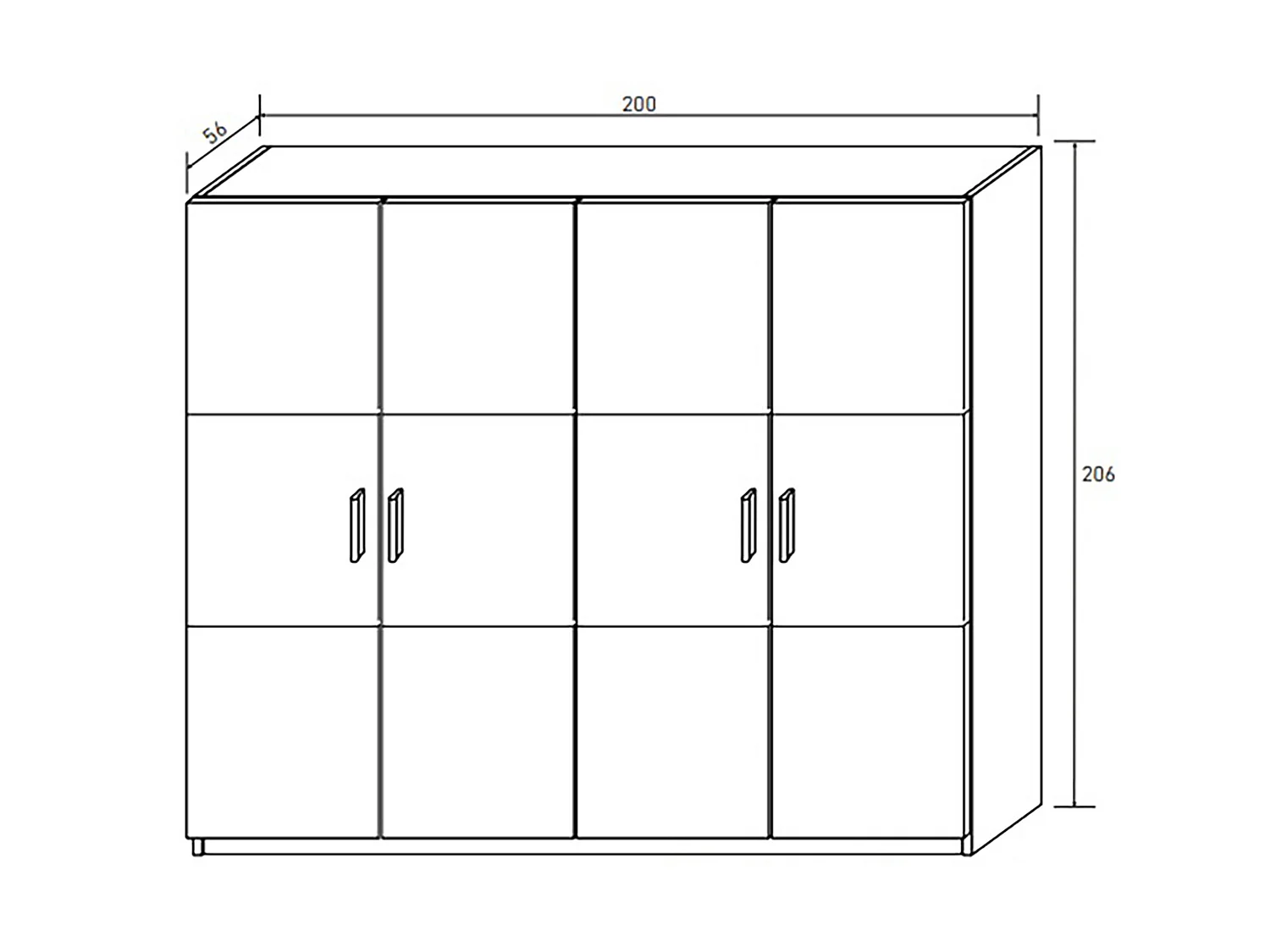 Armoire, meuble de rangement coloris Chêne cambrian/graphite - Longueur 200 x Profondeur 56 x Hauteur 206 cm