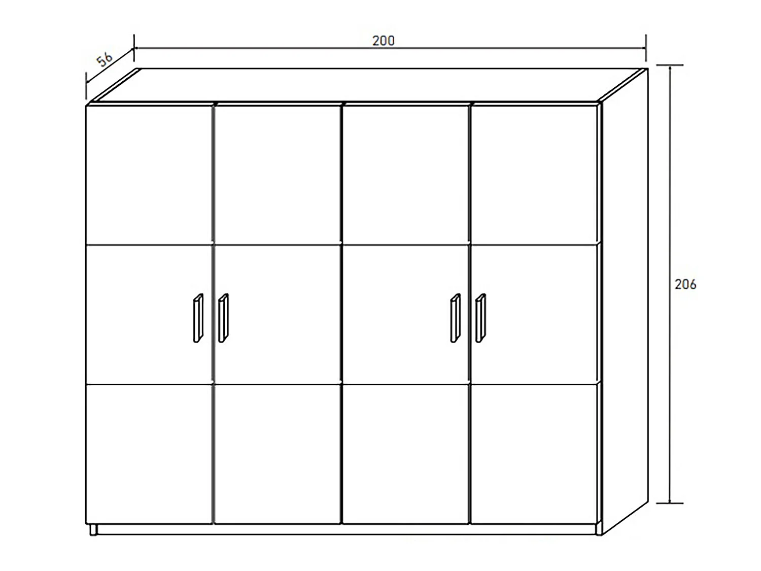 Armoire, meuble de rangement coloris Chêne cambrian/graphite - Longueur 200 x Profondeur 56 x Hauteur 206 cm