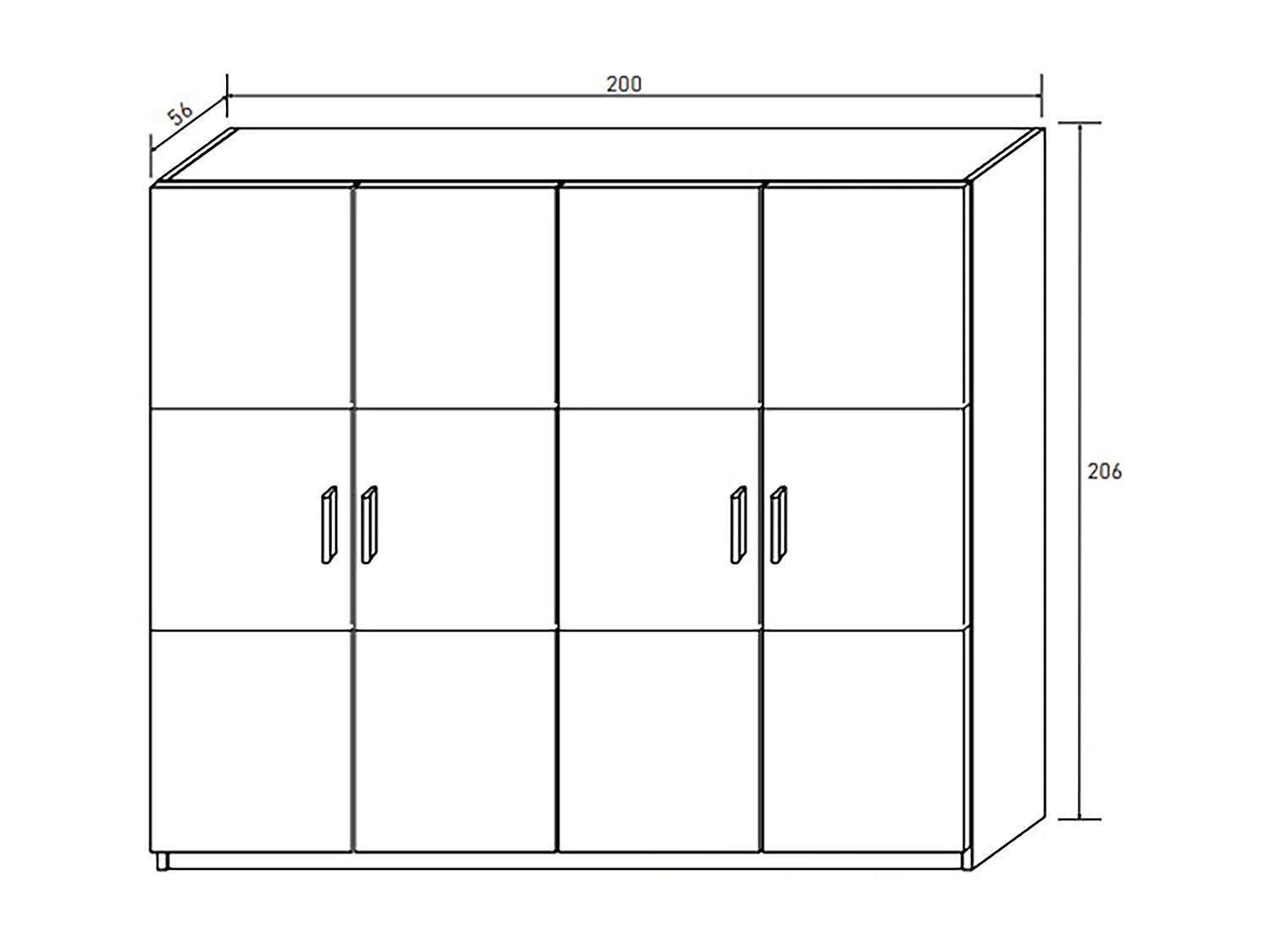 Armoire, meuble de rangement coloris Chêne cambrian/graphite - Longueur 200 x Profondeur 56 x Hauteur 206 cm
