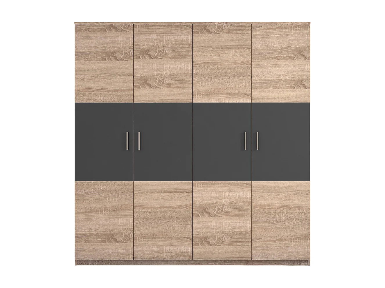 Armoire, meuble de rangement coloris Chêne cambrian/graphite - Longueur 200 x Profondeur 56 x Hauteur 206 cm