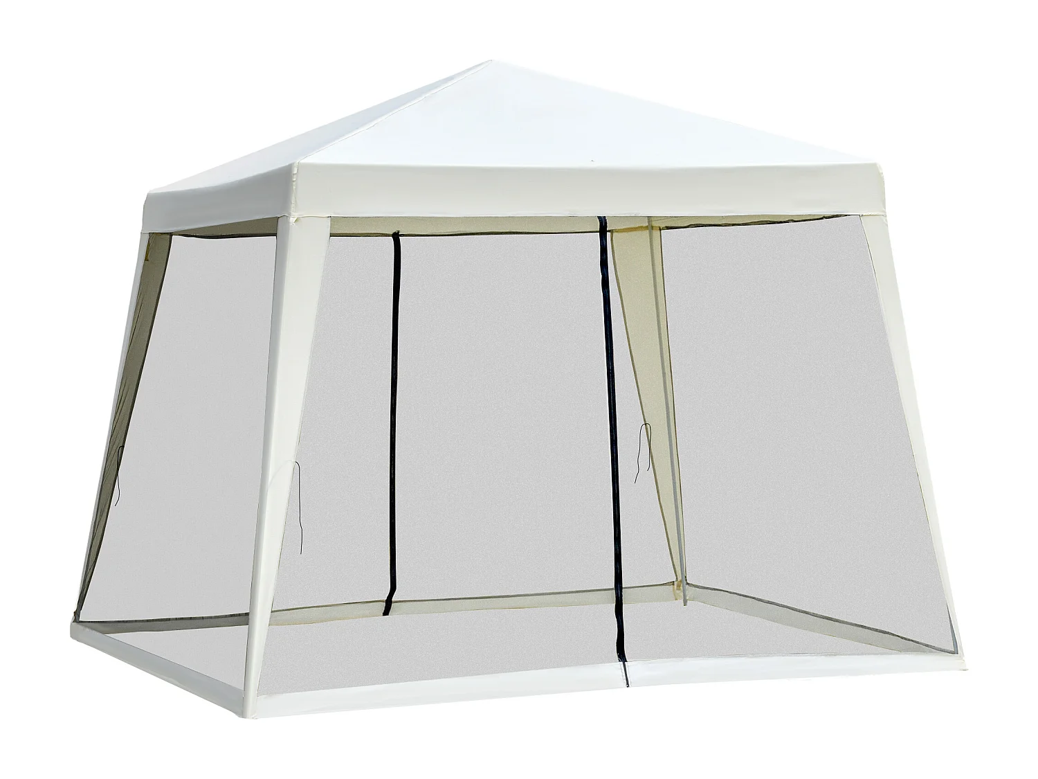 Tonnelle barnum style colonial dim. 3L x 3l x 2,45H m 4 moustiquaires 2 zippées beige noir