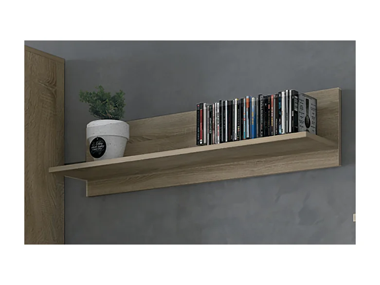 Ensemble de salon meuble TV +1 étagère murale + armoire avec éclairage LED + bibliothèque coloris chêne cambrian, chocolat