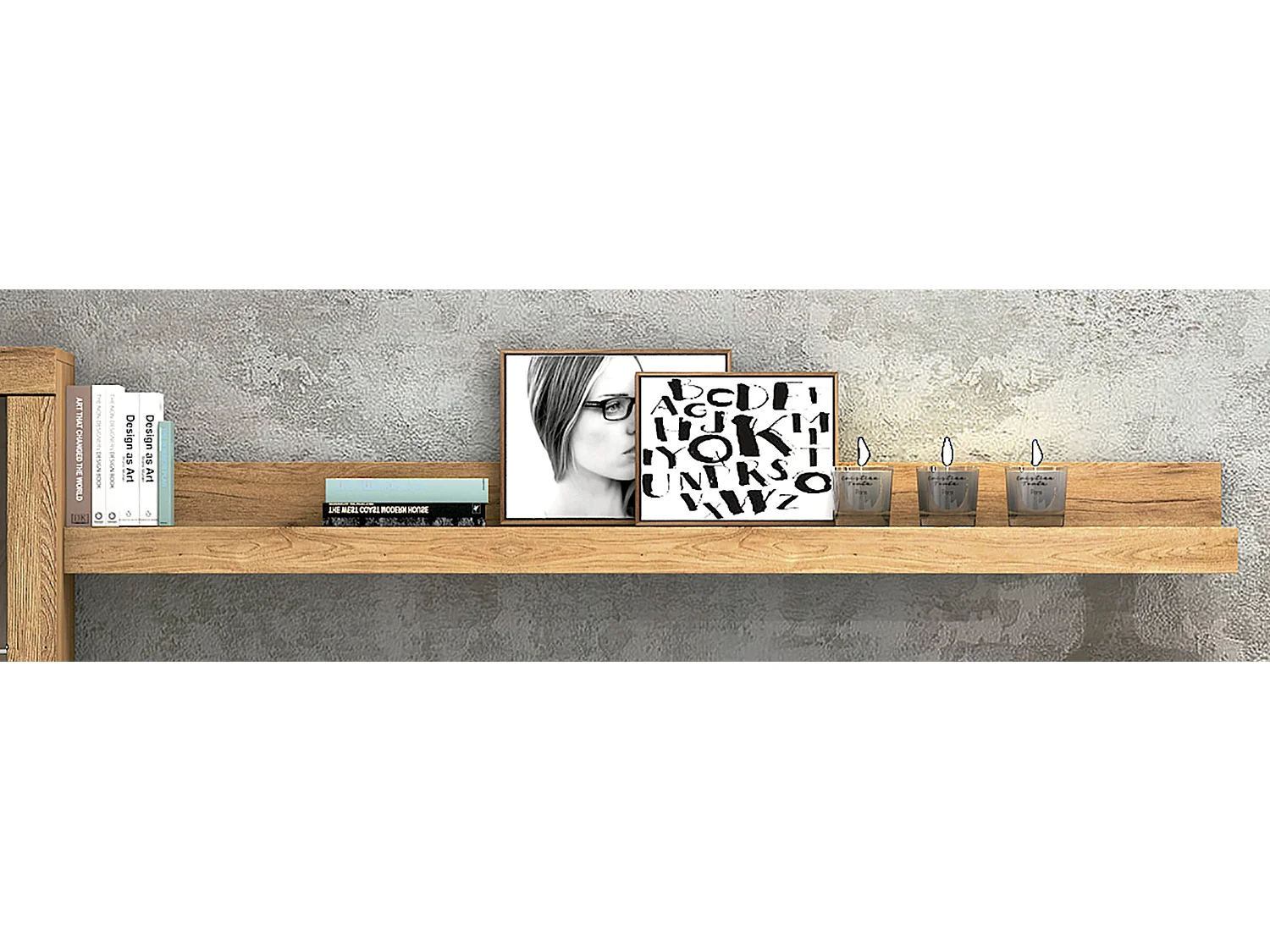 Ensemble de salon meuble TV + 1 étagère murale + armoire + meuble haut coloris chêne cambrian, graphite