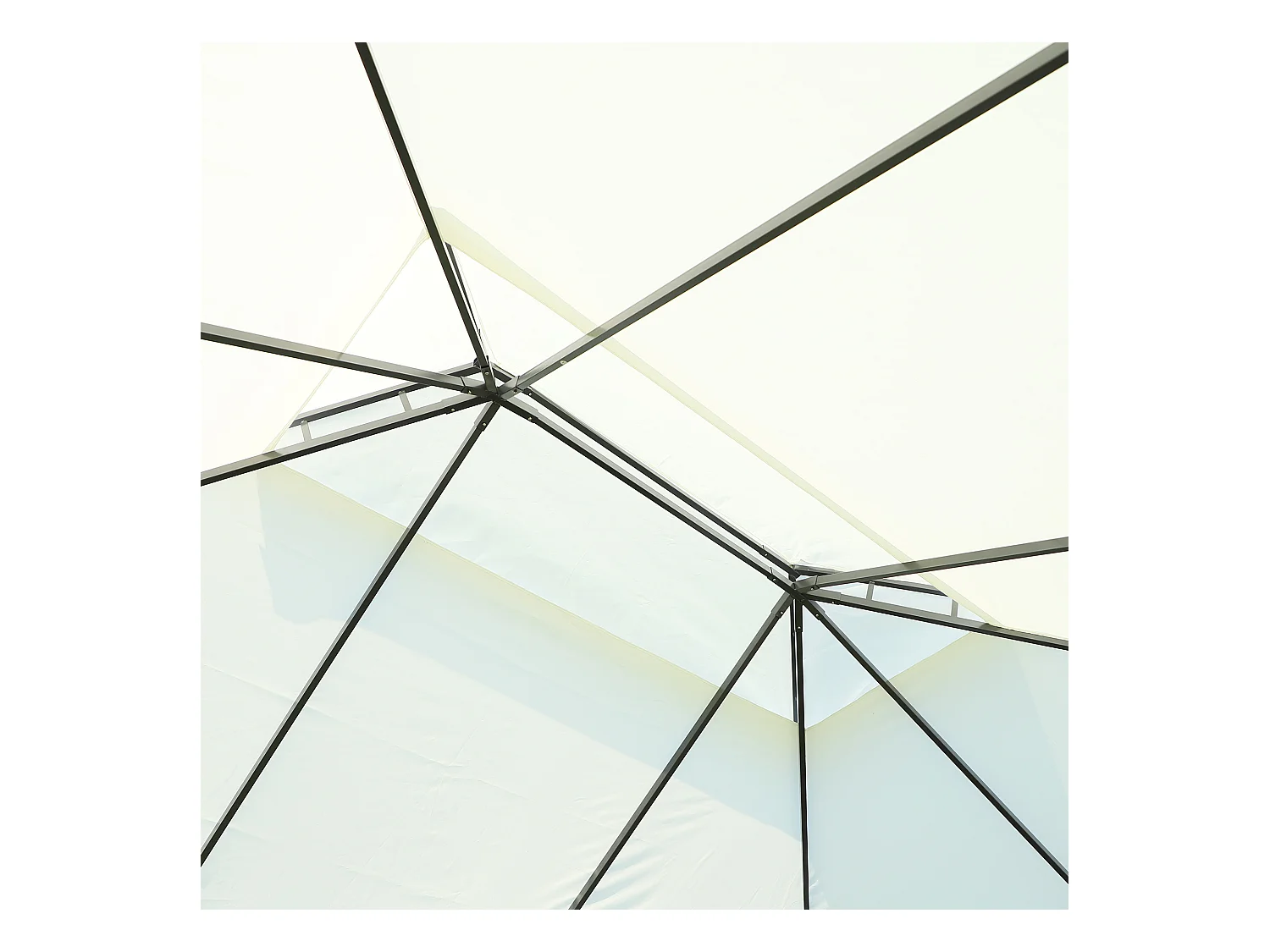 Tonnelle barnum pavillon de jardin style colonial double toit toile moustiquaires et toiles amovibles 3,9L x 2,9l x 2,8H m crème