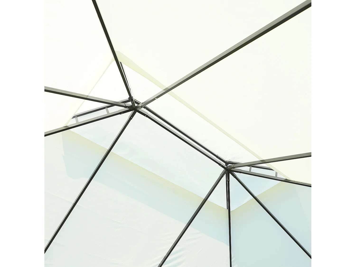 Tonnelle barnum pavillon de jardin style colonial double toit toile moustiquaires et toiles amovibles 3,9L x 2,9l x 2,8H m crème